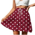 thumbnail image 1 of Felirenzacia Women’s Polka Dot Mini Skirt, High Waist Tiered Hem with Drawstring, Y2K Everyday Casual Streetwear, 1 of 6