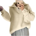 thumbnail image 1 of Felirenzacia Women’s Quarterd Zip knit Pullover, Soft Ribbed Knit Sweater Sweashirts, Fall Winter Tunic Tops, 1 of 4