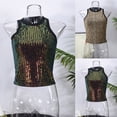 thumbnail image 1 of Felirenzacia Women's Round Neck Fitted Sequin Tank Top, Sleeveless Stretchy Cropped Tube Top, Multicolor,S, 1 of 9