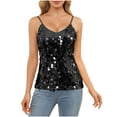 thumbnail image 1 of Felirenzacia Women’s Sequin Tank Top Sleeveless Sparkly Glitter Scoop Neck Camisole, Black,XL, 1 of 9