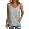 thumbnail image 1 of Felirenzacia Women’s Shimmer Sequin Tank Top Sleeveless Sparkly Party Night Out Clubwear Blouse, Silver,S (4), 1 of 9