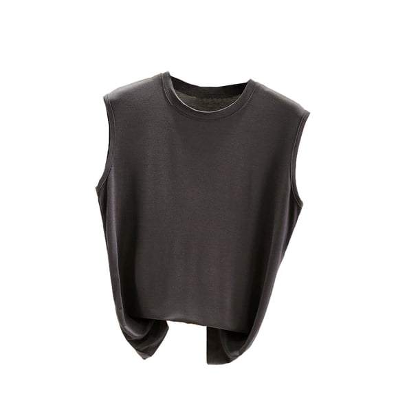 Felirenzacia Women's Sleeveless Cotton Threaded Crew Neck Tee Shirt Round Neck Comfy Lightweight Tank Tops,Gray,XL