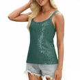 thumbnail image 1 of Felirenzacia Women's Slim Fit Scoop Neck Sequin Tank Top, Wide Strap Sleeveless Tube Top, Green,S, 1 of 7