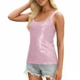 thumbnail image 1 of Felirenzacia Women's Slim Fit Scoop Neck Sequin Tank Top, Wide Strap Sleeveless Tube Top, Pink,2XL, 1 of 7