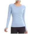 thumbnail image 1 of Felirenzacia Women's Slim Fit Undershirts, Moist Wicking Sweatshirts, Long Sleeve Athletic Top with Thumbholes, Stretch Workout Compression Shirt, S-XL, 1 of 5