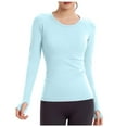 thumbnail image 1 of Felirenzacia Women's Slim Fit Undershirts, Moist Wicking Sweatshirts, Long Sleeve Athletic Top with Thumbholes, Stretch Workout Compression Shirt, S-XL, 1 of 6