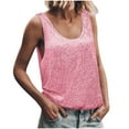 thumbnail image 1 of Felirenzacia Women's Solid Color Sparkling Sequin Tank Top, Wide Strap Round Neck Sleeveless Loose Tube Top, Pink,L, 1 of 8
