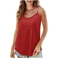 thumbnail image 1 of Felirenzacia Women's Spaghetti Strap Tank Top, Round Neck Long Tank, Lightweight Moist Wicking Tank,Red,2XL, 1 of 7