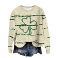 thumbnail image 1 of Felirenzacia Women’s St. Paddy’s Day Sweatshirt Shamrock Print Long Sleeve Cozy Casual Daily Top, Multicolor,2XL, 1 of 4