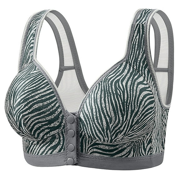 Felirenzacia Women’s Stripe Deep V Wireless Bra – Front Closure No Underwire Bralette, Push Up Full Coverage Soft Comfort Fit