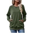 thumbnail image 1 of Felirenzacia Women's Sweatshirt with Side Pockets, Hatless Round Neck Solid Color Raglan Casual Loose Pullover Top, S-XL, 1 of 6