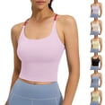 thumbnail image 1 of Felirenzacia Women's Tank Tops Built in Bras Racerback Colorblock Spaghetti Strap Tight Yoga Workout Tops,Pink,S, 1 of 7