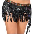 thumbnail image 1 of Felirenzacia Women's Triangular Belly Dancing Hip Scarf Wrap Skirt with Gold Coins, Black,Free Size, 1 of 6