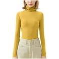 thumbnail image 1 of Felirenzacia Women's Turtleneck Undershirt, Solid Color Long Sleeve Pullover Casual Loungewear Fall Layered Top, L-2XL, 1 of 5