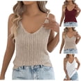 thumbnail image 1 of Felirenzacia Women's V Neck Crocheted Knitted Tank Top， Casual Boho Summer Sleeveless Top,Khaki,S, 1 of 8