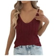 thumbnail image 1 of Felirenzacia Women's V Neck Crocheted Knitted Tank Top， Casual Boho Summer Sleeveless Top,Wine,S, 1 of 8
