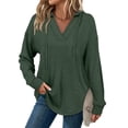 thumbnail image 1 of Felirenzacia Women's V Neck Drawstring Hoodie, Soft Long Sleeve Casual Pullover Tops Size: S-2XL, 1 of 1