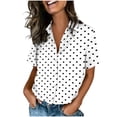 thumbnail image 1 of Felirenzacia Women's V Neck T Shirt Summer Short Sleeves Graphic Tee Boxy Button Down Top for Women's Plus White,2XL, 1 of 7