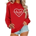 thumbnail image 1 of Felirenzacia Women’s Valentine Sweatshirt Love Heart Pattern Long Sleeve Casual Graphic Pullover Top Cute Romantic Holiday Outfit, Red,M, 1 of 7