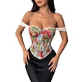 thumbnail image 1 of Felirenzacia Women's Vintage Floral Corset Top Lace Trim Off Shoulder Mesh Wide Strap Padded Bustier Going Out Sleeveless Tops,Multicolor,S, 1 of 7