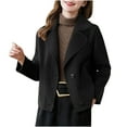 thumbnail image 1 of Felirenzacia Women's Winter Single Breasted Wool Coat Long Sleeve Notch Lapel Short Trench Coat, 1 of 6