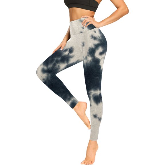 Felirenzacia Women's Yoga Pants, No Boundaries Ink Wash Tie Dye High Waisted Leggings, Soft Shibori Athletic Gym Workout Bottom Pants, S-2XL