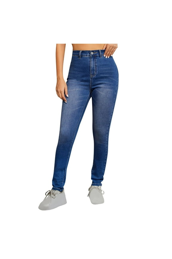 Women's and Women's Plus Amanda Jeans, Skinny High Waisted Tapered Leg Stretch Faded Wash Zimbaplatinum Denim Jeans, XS-5XL