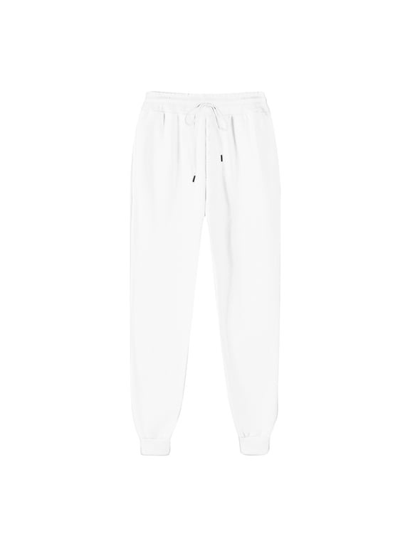 Women's and Women's Plus Sweatpants with Pockets Casual Jogging Athletic Tapered Cuffed Pants #708 White,S