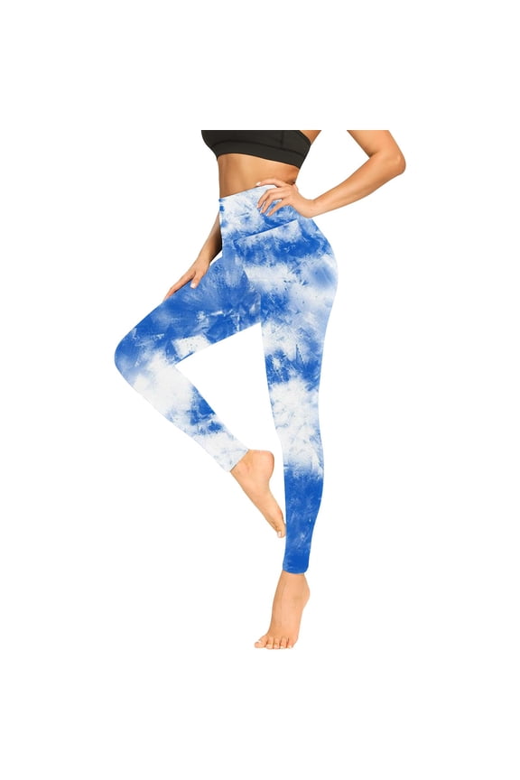 Womens Active Ice Blue Yoga Leggings, High Waist Stretch Fitness Pants for Gym and Training, S-2XL