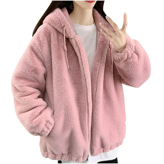 Felirenzacia Womens Fuzzy Sherpa Fleece Jacket Zip Up Oversized Winter Warm Sweatshirt Hoodies