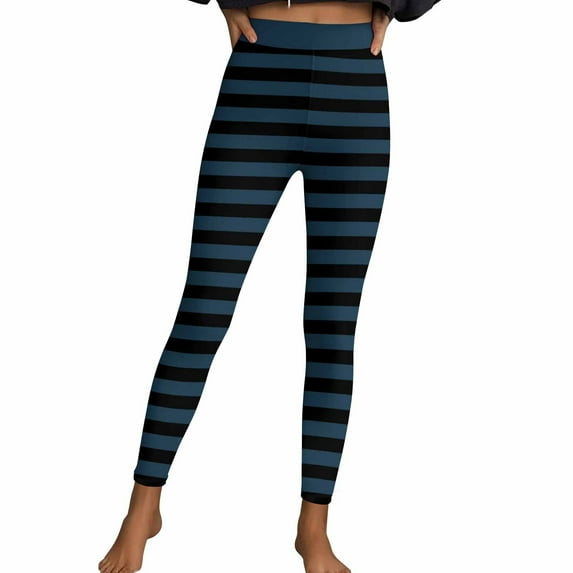 Felirenzacia Womens and Girls Leggings Striped No See Through Butt Lifting Compression Buttery Soft Tummy Control Halloween Yoga Pants for Gym Workout