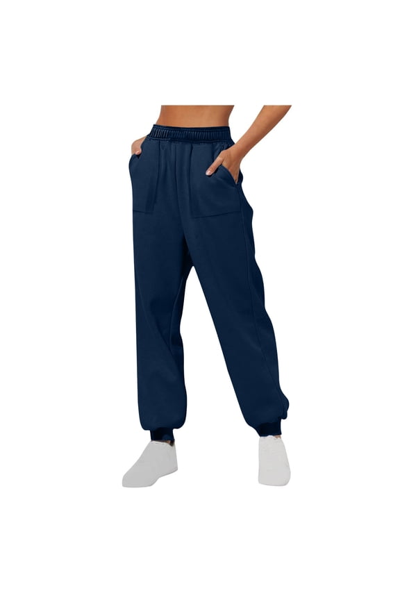 Womens Jogging Trousers, Casual Sweatpants with Deep Pockets, Elastic Cuffed Athleisure Pants