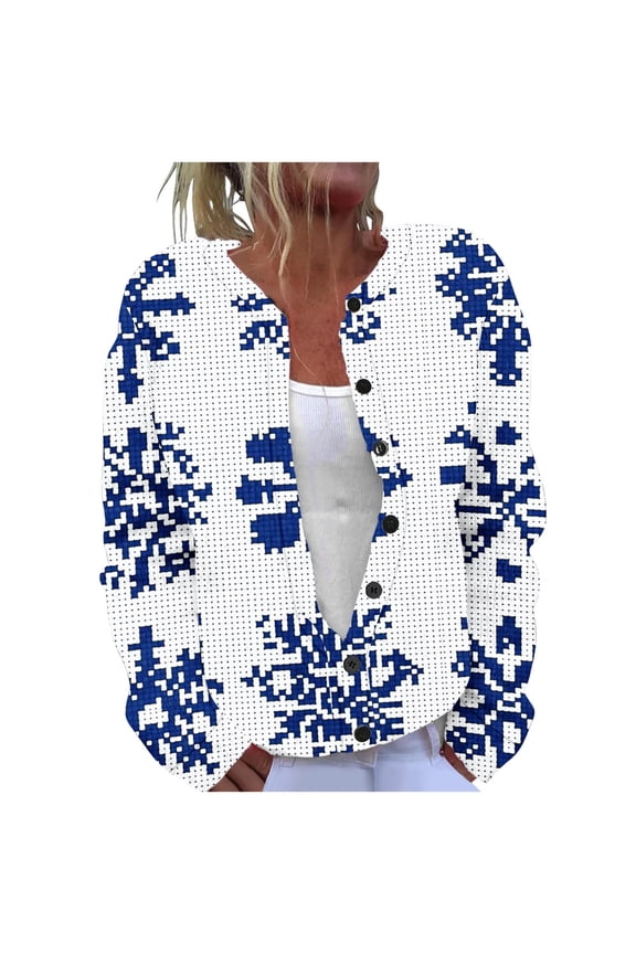 Womens Knit Button Down Shirt, Ugly Christmas Elf Sweater, Cardigan for Fall Winter