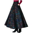 thumbnail image 1 of Felirenzacia Womens Maxi High Waist A Line Dress with Pockets, Business Casual Long Skirt, Vintage Flowy Floral&Plaid Skirt, 1 of 7