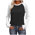 thumbnail image 1 of Felirenzacia Womens Raglan Shirt, Women's Long Sleeved Shirt Color Blocked Pullover Tops Casual Lightweight Sweatshirts, Size: S-2XL, 1 of 7