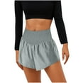 thumbnail image 1 of Felirenzacia Womens Running Shorts Workout Smocked Elastic High Waisted Loose Fit Active Gym Biker Shorts Gray,XL, 1 of 7