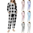 thumbnail image 1 of Felirenzacia Womens Sherpa Fleeced Cherckered Plaid Long Sleeves Shirt Top Long Pants Pajama Sets with Pockets, Winter Casual Warm Tartan Cuffed Sleepwear Sets, Cozy Loungewear for Women, 1 of 6