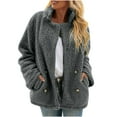 thumbnail image 1 of Felirenzacia Womens Sherpa Jacket Fuzzy Button Down Lapel Oversized Fleece Jackets Fluffy Coat with Pockets, 1 of 7