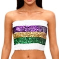 thumbnail image 1 of Felirenzacia Womens Strapless Tube Tops Classic Cropped Backless Mardi Gras Sequin Sleeveless Bandeau Going Out Tops Carnival Sequins Tube, White,Free Size, 1 of 9