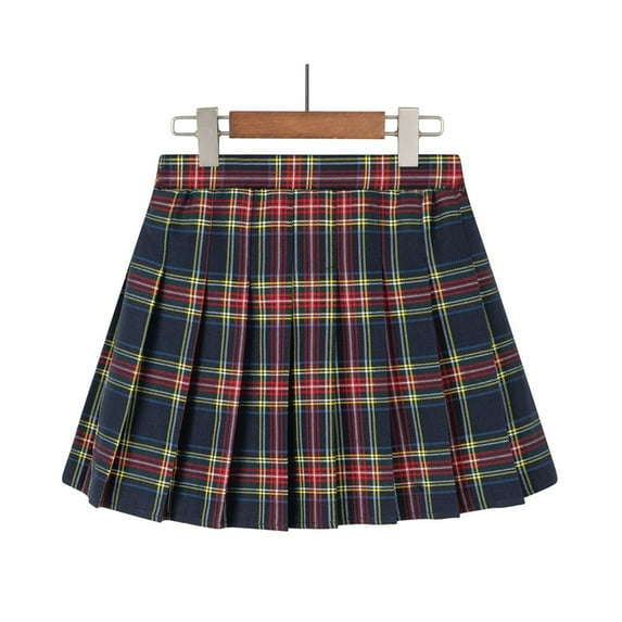 Felirenzacia Womens and Teen Adults Short Skirt with Shorts Plaid Retro Pleated Skort Uniform Role-playing Costume