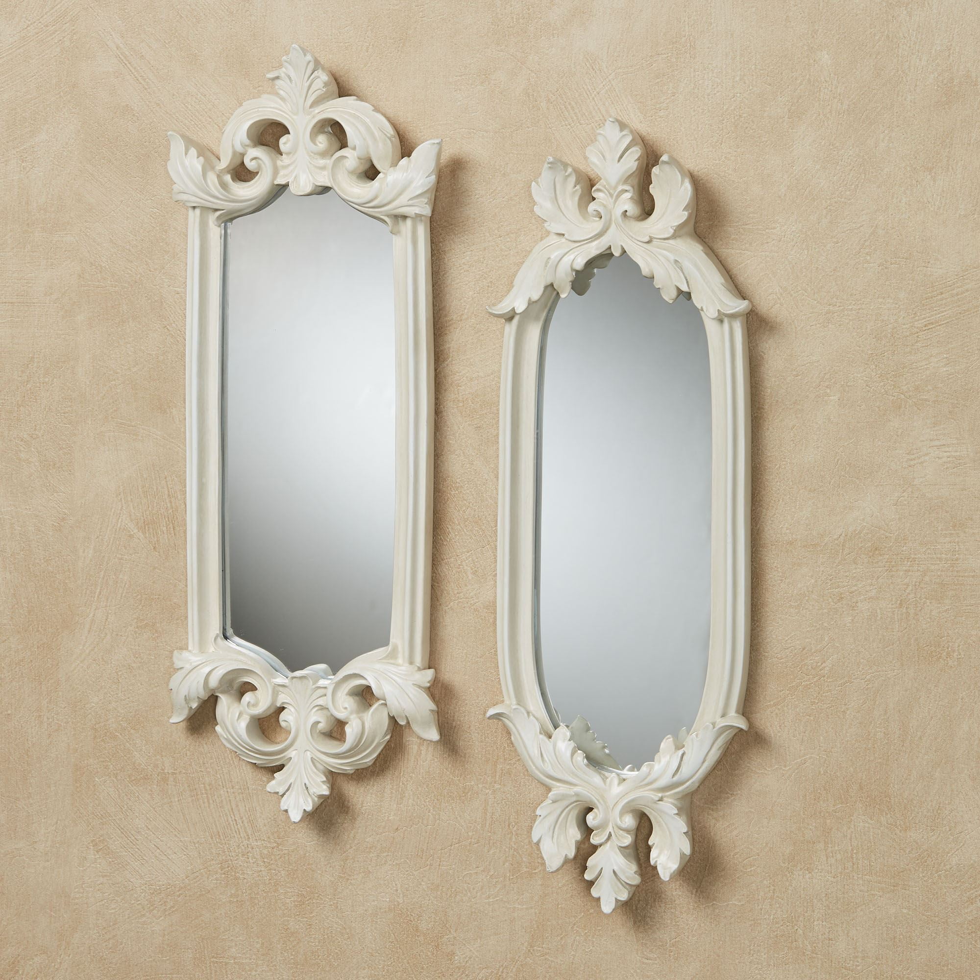 Felissia Antique White Acanthus Leaf Wall Mirror Set