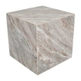 thumbnail image 1 of Felix 15" Contemporary Natural Marble Handmade Cube End Table, Gray/Beige, 1 of 8