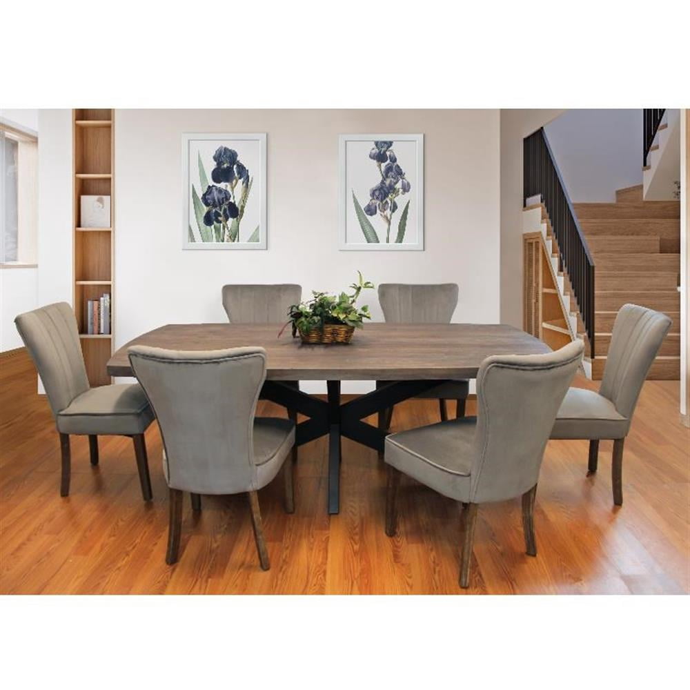 Felix 7-Piece Dining Set With 82" Rectangular Dining Table and 6 Mink ...