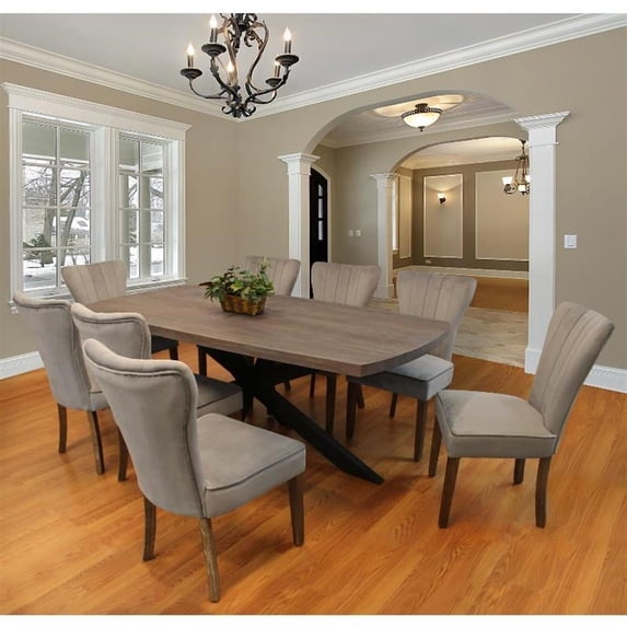 Felix 9-Piece Dining Set With 82" Rectangular Dining Table and 8 Mink Chairs