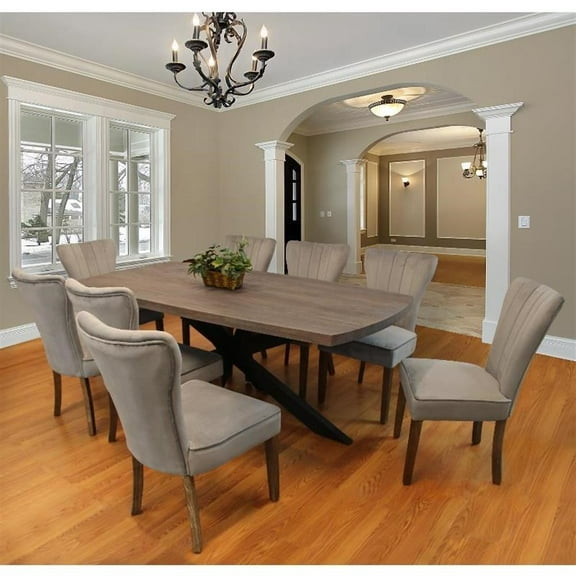 Felix 9-Piece Dining Set With 82" Rectangular Dining Table and 8 Mink Chairs
