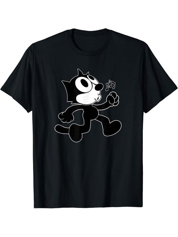 Felix Cartoon Whistling and Walking Music Notes Felix Tee T-Shirt, Vintage Birthday Gift