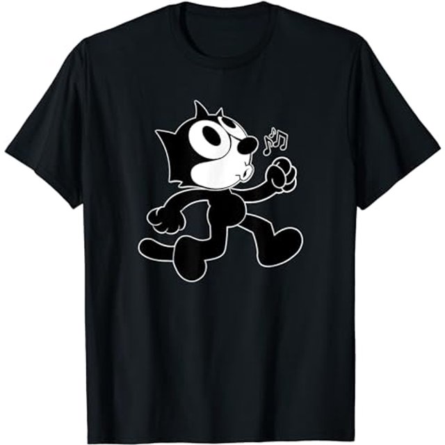 Felix Cartoon Whistling and Walking Music Notes Felix Tee T-Shirt ...