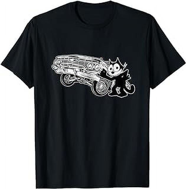 Felix Cat Cartoon Lowrider Hydraulic Bounce Tilt Car Club TShirt