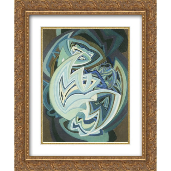 Felix Del Marle 2x Matted 20x24 Gold Ornate Framed Art Print 'Composition'