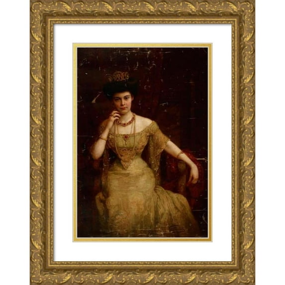 Felix Ehrlich 13x18 Gold Ornate Wood Frame and Double Matted Museum Art Print Titled - Portrait of Augusta Victoria of Schleswig-Holstein (1858-1921), Wife of Wilhelm II (1859-1941), King of